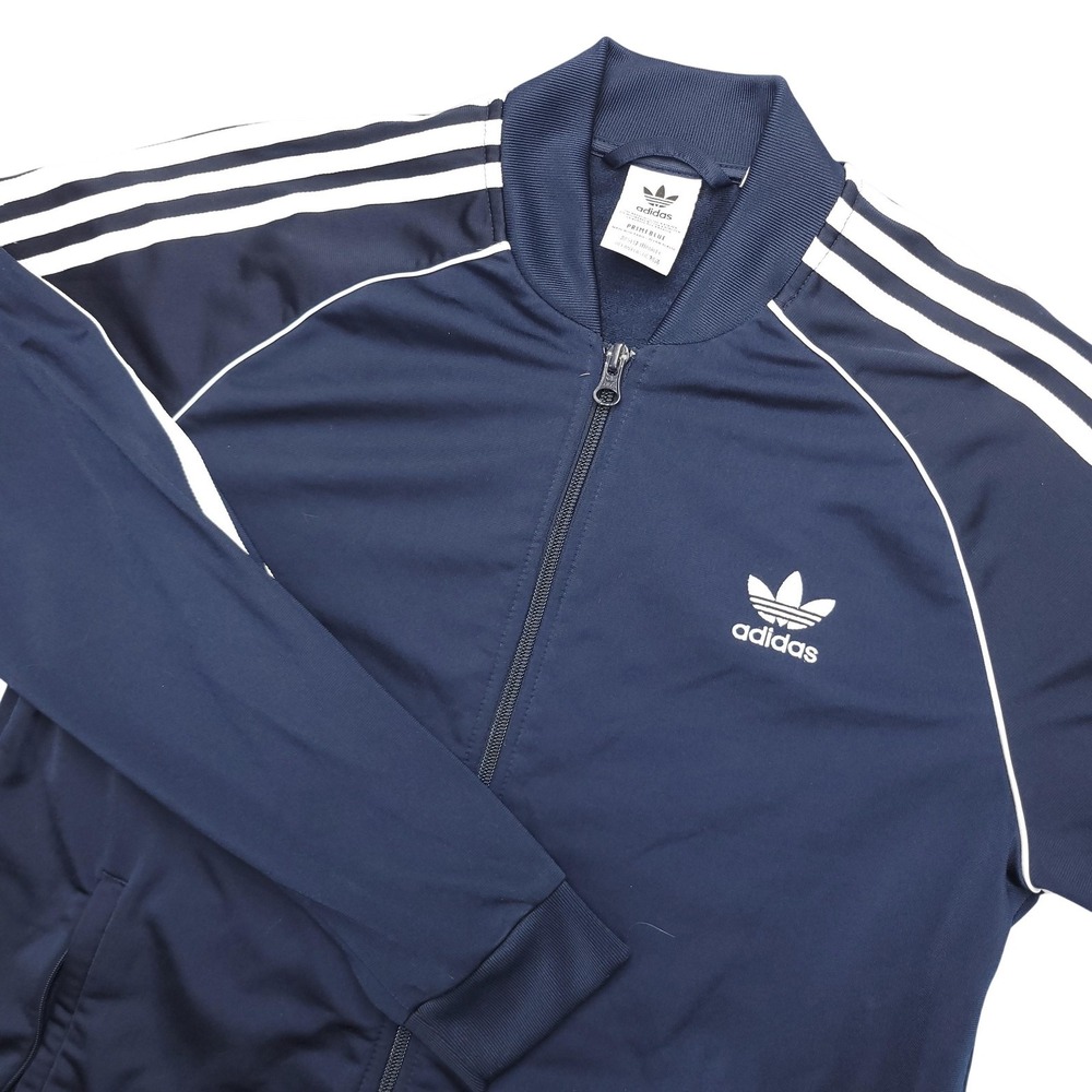 Adidas Track Jacket Youth XL Blue 3-Stripes Full Zip Trefoil Logo Athletic